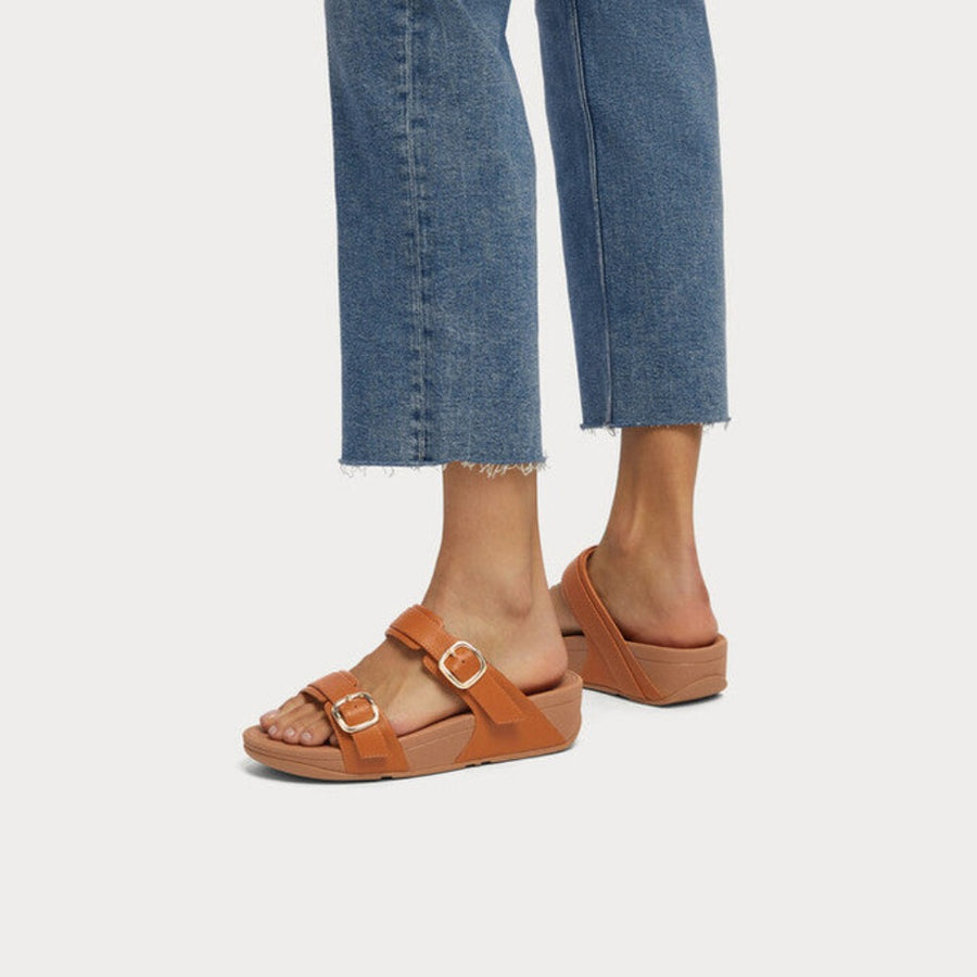 サンダル・ミュール FitFlop Lulu Leather Slides Light Tan ES7-592 รองเท้าแตะแบบสวม ผู้หญิง รุ่น LULU ADJUSTABLE LEATHER SLIDES