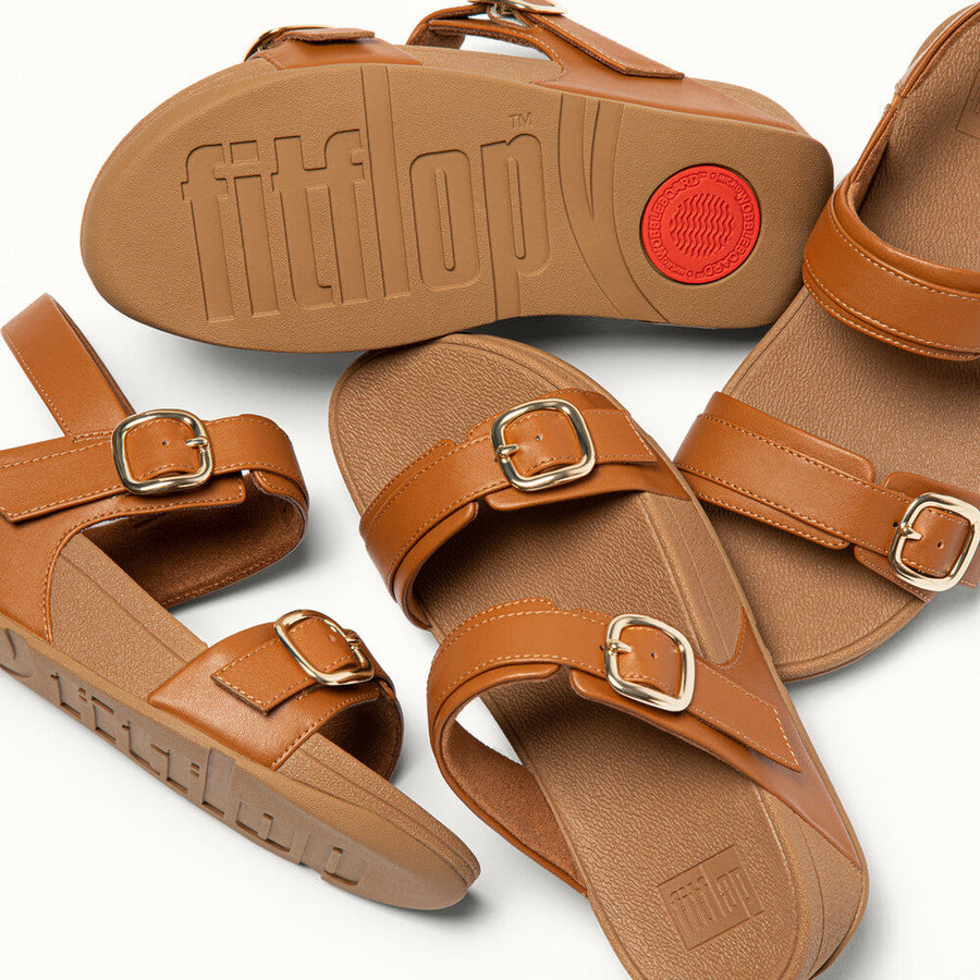 サンダル・ミュール FitFlop Lulu Leather Slides Light Tan ES7-592 รองเท้าแตะแบบสวม ผู้หญิง รุ่น LULU ADJUSTABLE LEATHER SLIDES